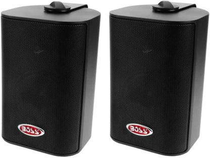 2 SPEAKERS compatibel met BOSS AUDIO SYSTEMS MR4.3B 3-weg zwart 100 watt rms 200 watt max waterdicht voor binnen en buiten + montagebeugels, een paar