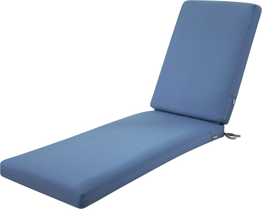 Classic Accessories Ravenna Water-Resistant 72 x 21 x 3 Inch Patio Chaise Lounge Cushion, Empire Blue, Outdoor Seat Cushion
