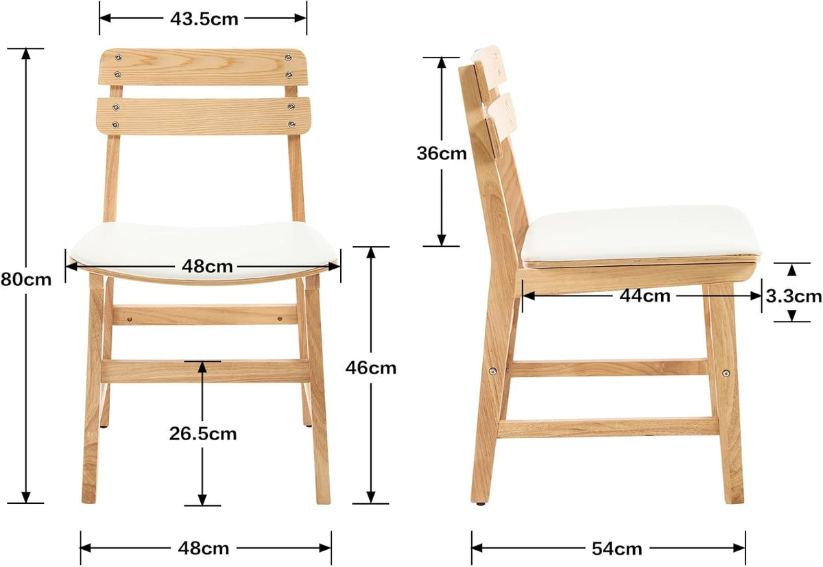 Rustieke houten eetkamerstoelen – houten stoelen – keukenstoelen – eetkamerstoelen set – armloze stoelen – waterafstotend kunstleer – ergonomische rugleuning