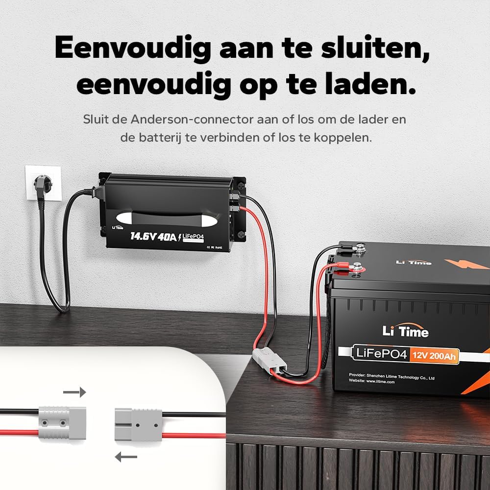 LiFePO4 Lithium-batterijlader – Lithium Acculader – Batterij Oplader – 12V Batterijlader – LifePO4 Oplaadapparaat – 40 A Laadstroom – Slim Smart Laadbeheer met LED-display