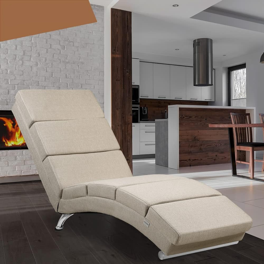 CASARIA London Relaxation Lounger XXL 186x89x55cm | Ergonomic Fabric Padded | 180kg Load Capacity | Living Room Office Furniture Indoor Chaise Longue Chair Seat | Beige Fabric - QUORE