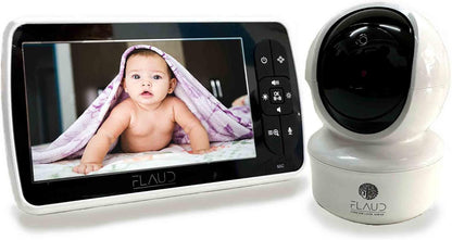 FLAUD Babyfoon Video, Monitor Baby en Dieren Scherm 5,0 inch LCD Bereik 300 m Panoramische Camera 355°/120°, Nachtzicht, Tweerichtingscommunicatie, Temperatuursensor, Slaapliedjes VOX