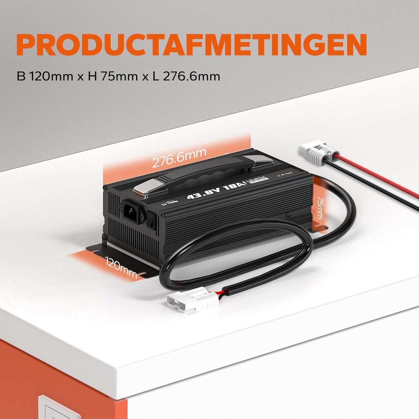 LiFePO4 Oplader – Lithium Batterijlader – Acculader – Smart Charger – 36 V 18 A – 43,8 V Laadspanning – Meervoudige Veiligheidsbescherming met LED-Display