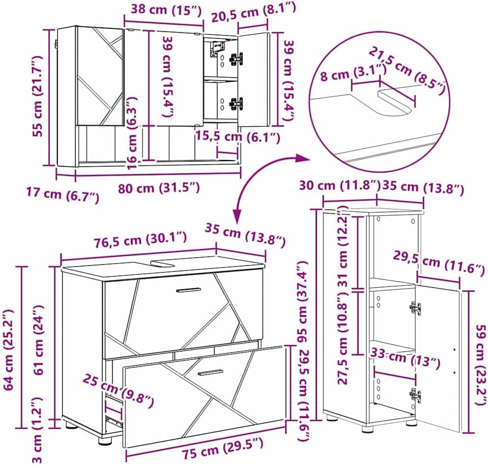 vidaXL Bathroom Set - Modern Furniture, Storage Accessories and Sleek Design for your Bathroom - QUORE