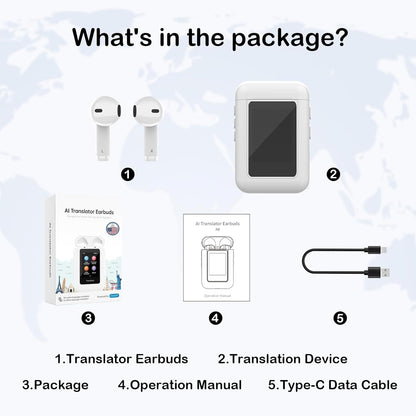 Xupurtlk AI Translation Earbuds Real Time, 120 Offline Pakketten Audifonos Traductores Inglés Español, Taalvertaler Oordopjes met 74 online talen, A8 vertaler apparaat voor reizen/zaken