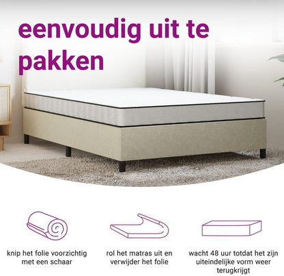 Schuimmatras middelzacht 140x200 cm – Tweepersoonsmatras – Tweepersoons Matras – Matras Schuimrubber – Foam Matras – Matras Schuim – Geluiddempend – Ademend Peached Geweven Hoes
