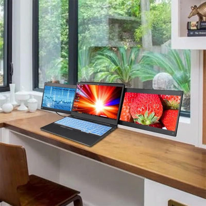 FullHD 1980p IPS 35.6 cm (14") Dual Monitor for Laptop, Dual Screen, Triple Screen for Laptop, Portable Dual Screen Monitor, Compatible with 13-16.5 Inch Windows/Mac/Chrome - QUORE
