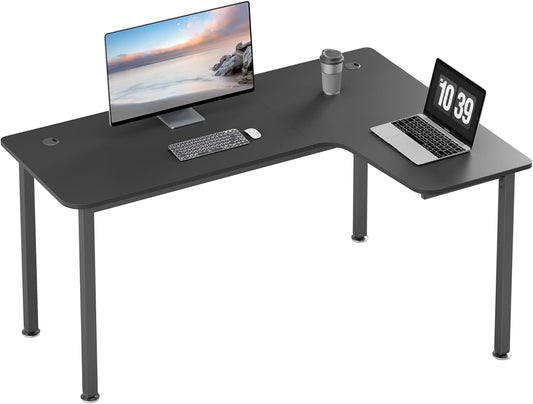 Eureka Ergonomisch gaming-bureau. 155 cm Hoekbureau groot L-vormig gaming computerbureau met kabel management systeem en muismat voor thuiskantoor. Zwart, rechts