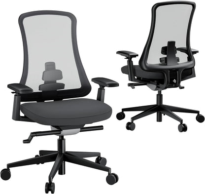 ProtoArc Flexer Pro Ergonomische Bureaustoel - Mesh Bureaustoel met Lendensteun, Schuifzitting en 4D Armleuningen, Ademend Mesh van Wintex, Kantelvergrendeling, Metalen Onderstel voor Thuis
