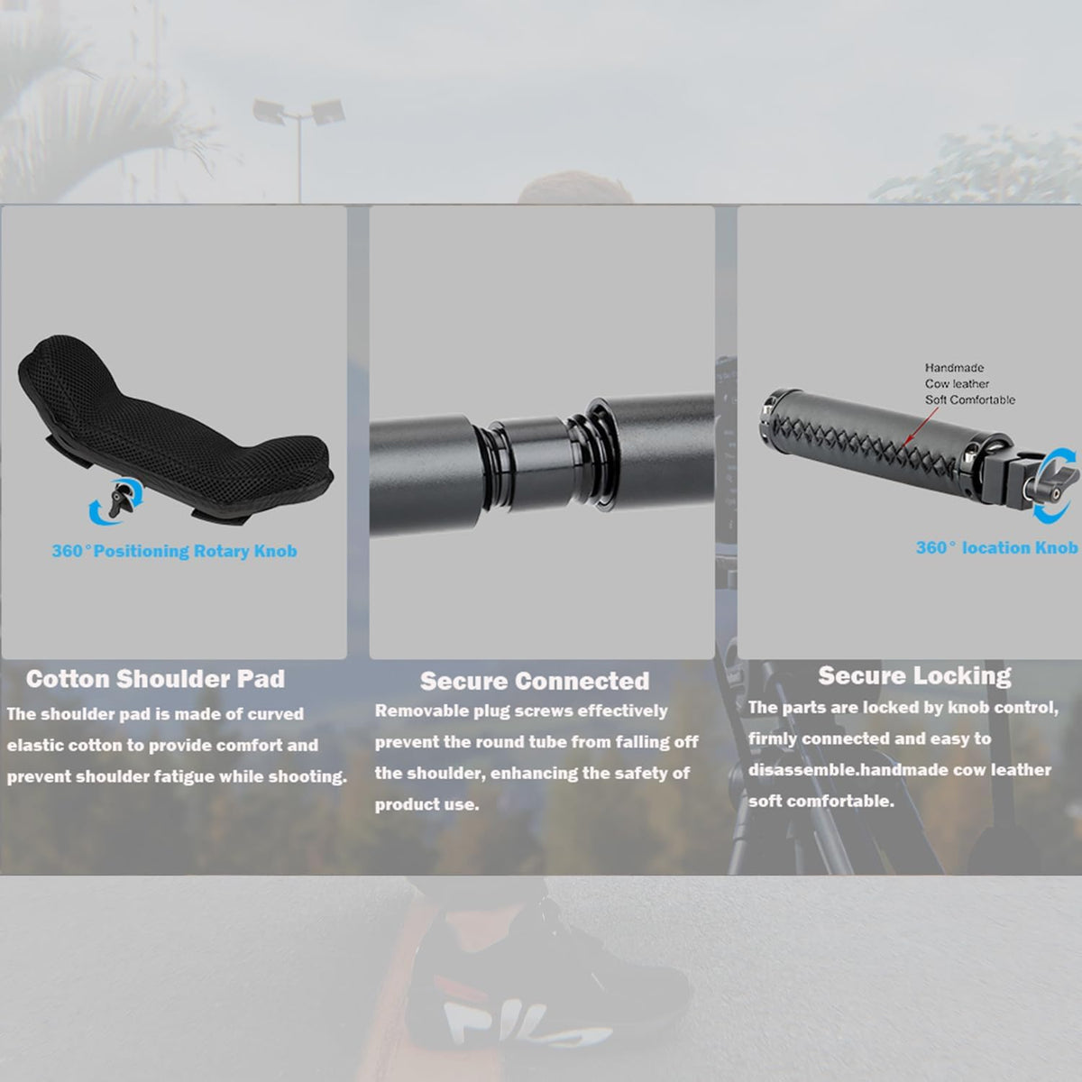 NICEYRIG Camera Schouder Rig met 15mm Schouderpad Ondersteuningssysteem voor DSLR Camera Cinema Camcorder, Mount Rig met Basisplaat, Aluminium 15mm Rod, Handvat Set - 435