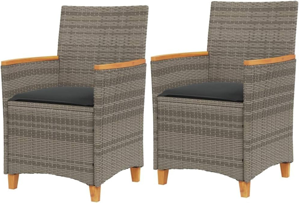 Gecheer 2 stuks tuin eetstoel tuinstoel stoel tuinstoel stoelen rotanstoel stoel stoel tuinmeubelen grijs polyrotan massief hout - QUORE