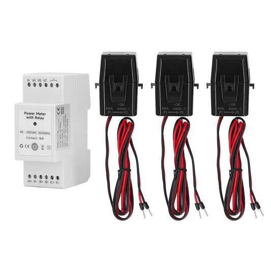 WiFi Smart Energy Meter 3 Fase Elektriciteit Monitoring Meter met 3.80A Stroomtransformator Stroom Spanning Amperage Energiemeter