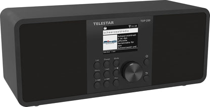 TELESTAR TOP 250 – DAB+/internetradio (stereo, 2 x 10 watt, Bluetooth zender/ontvangstfunctie, USB-opname, noodwaarschuwingssysteem, app-bediening), zwart