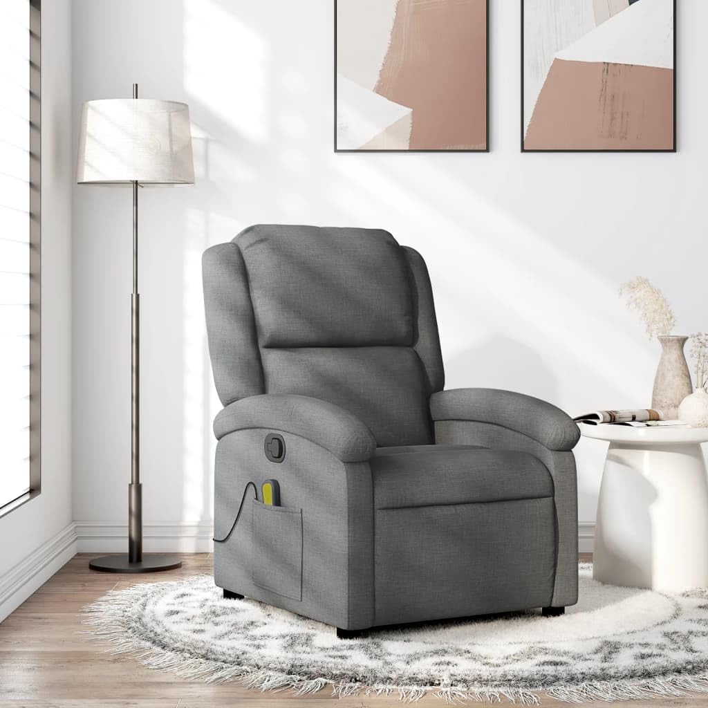 vidaXL Massage Chair Adjustable Fabric Dark Grey, Chair Armchair, Armchair, Armchair, Armchair, Chair, TV Chair, TV Chair, TV Chair, TV Recliner - QUORE