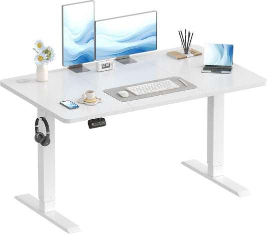 Elektrisch In Hoogte Verstelbaar Bureau – Zit-Sta Bureau – Verstelbaar Bureau – Computerbureau – Werkbureau – 120 x 60 cm – Geheugenfunctie Voor 2 Hoogtes - QUORE