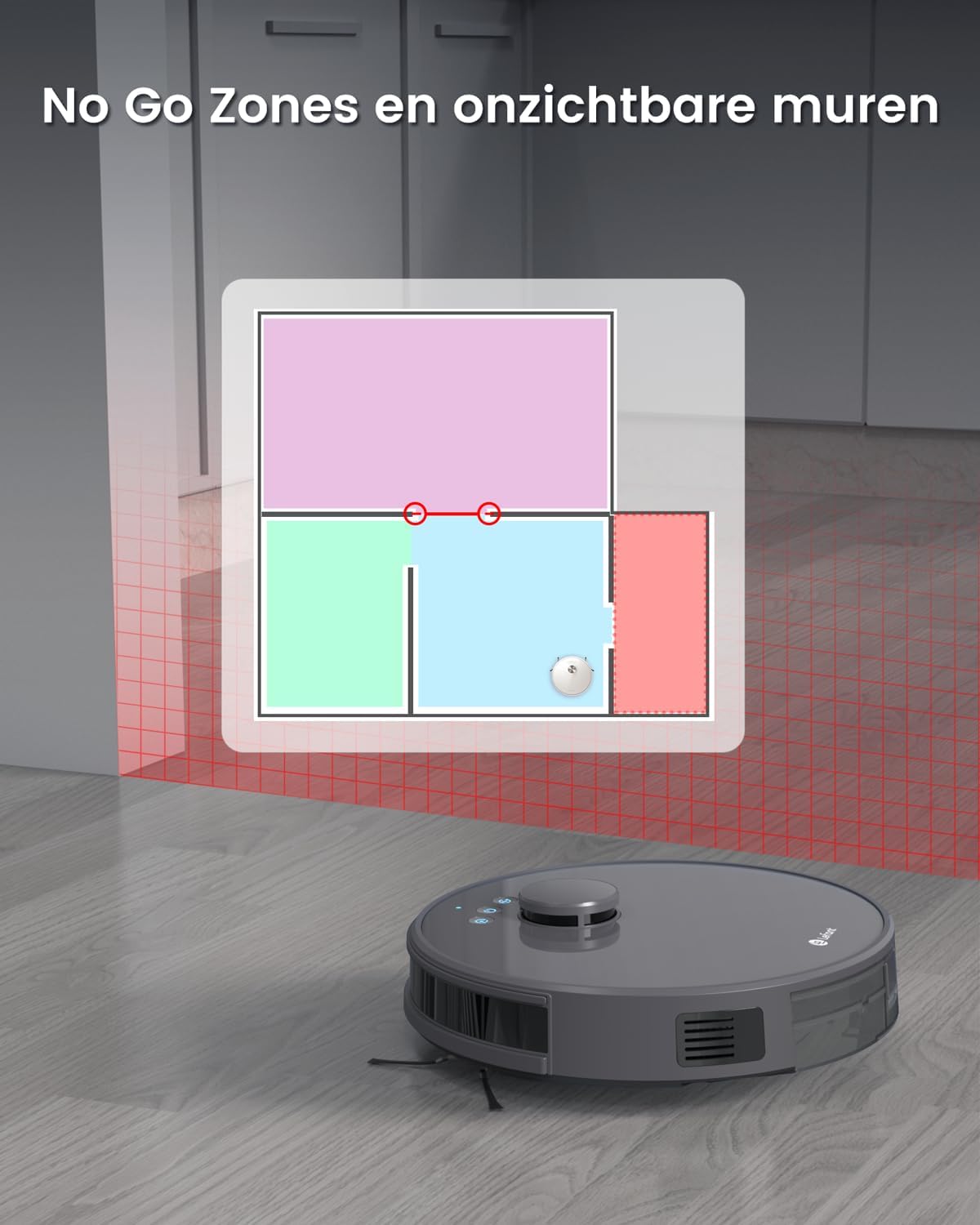 Robotstofzuiger – Robotstofzuiger met dweilfunctie – Automatische stofzuiger – Slimme schoonmaker – Vloerreiniger – 5500 Pa Zuigkracht – LiDAR Navigatie met Virtuele Zones