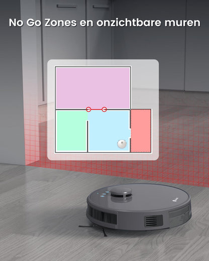 Robotstofzuiger – Robotstofzuiger met dweilfunctie – Automatische stofzuiger – Slimme schoonmaker – Vloerreiniger – 5500 Pa Zuigkracht – LiDAR Navigatie met Virtuele Zones
