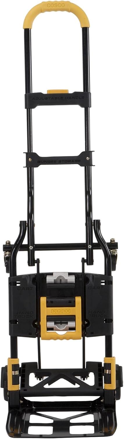 COSCO 12225YGB1E 2-in-1 opvouwbare steekwagen, 300 lbs, capaciteit, meerdere posities met uitschuifbare handgreep, geel