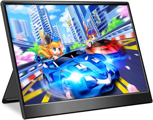 Portable Gaming Monitor 15.6" FHD Portable Monitor 300Hz, 1ms, Portable Montior 100% SRGB HDR, Non-Glare, Fold-out Kickstand, USB-C, HDMI, Mini DP Port - QUORE
