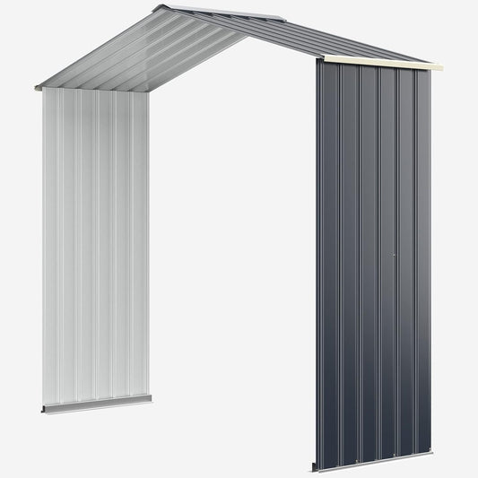 FANTASK Uitbreidingsbox, gereedschapsschuur van metaal, 213 x 64 x 195 cm, afsluitbaar, tuinhuis met 4 ventilatiesleuven en schuifdeur, metalen schuur, outdoor