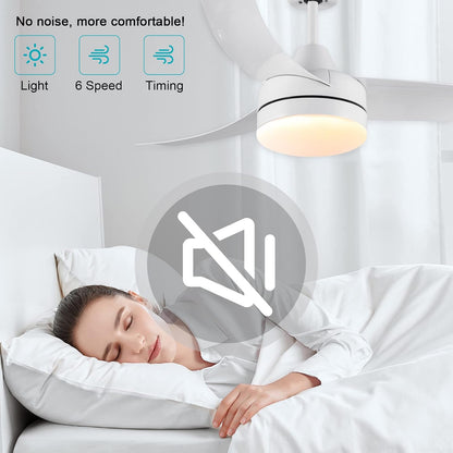 CJOY Plafondventilator, 132 cm, wit, plafondventilator met dimbaar licht, plafondventilator met afstandsbediening, messen, stil, DC, omkeerbaar, winter en zomer, 6 snelheden, timer