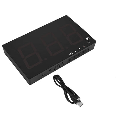 Geluidsniveaumeter, LCD-decibelmeter, ruismeting, 30 tot 130 dB, USB-wandopknoping, met datalogger en alarm, voor binnen- en buiten gebruik