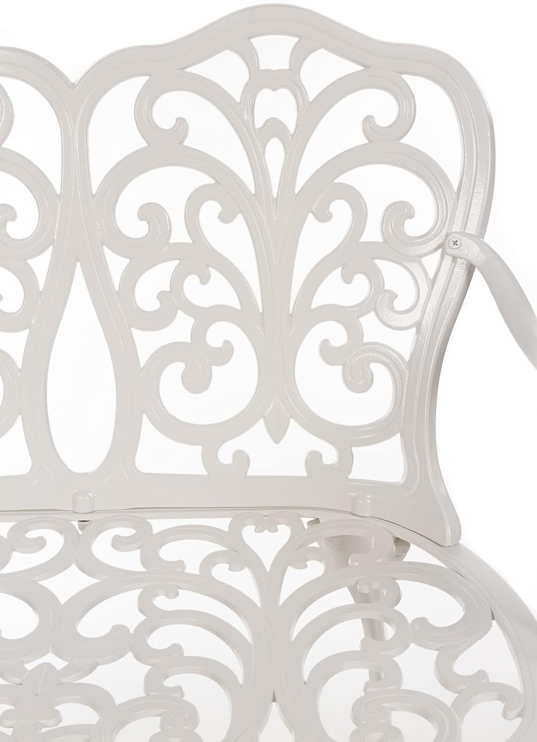 Butterfly Style Garden Bench Bistro Bench for 2 Cast Aluminum 100cm Bench Park Bench Garden Furniture (White) - QUORE