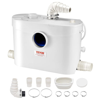 VEVOR 900 W Toilet Reduction Pump Head 12 m with 4 Water Inputs, Wastewater Drainage Machine for Toilet, Basement, Shower, Washbasin, Laundry