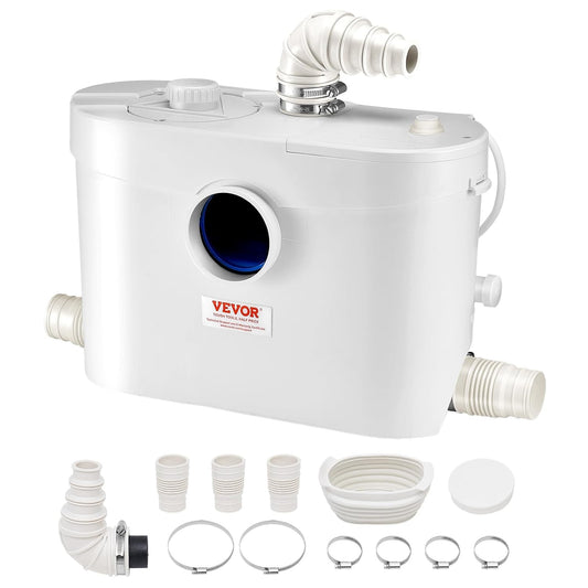 VEVOR 900 W Toilet Reduction Pump Head 12 m with 4 Water Inputs, Wastewater Drainage Machine for Toilet, Basement, Shower, Washbasin, Laundry