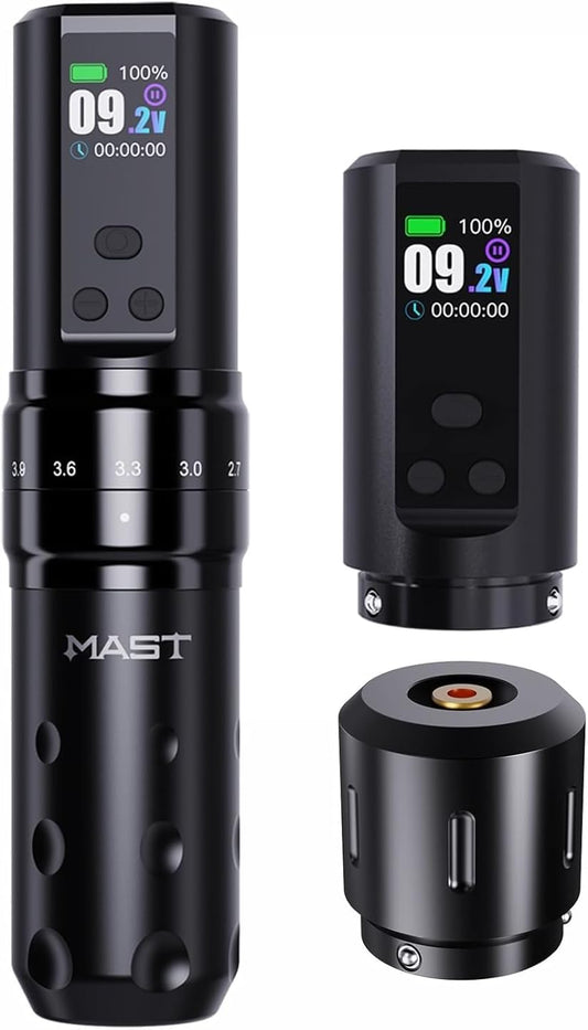 Mast Tattoo Fold2 Pro Wireless Tattoo Gun Rotary Pen Machine, Powerful Motor by Mcore, Smart Display, 7 Strokes Length for Pro Artists (WQP-076-10YMX)