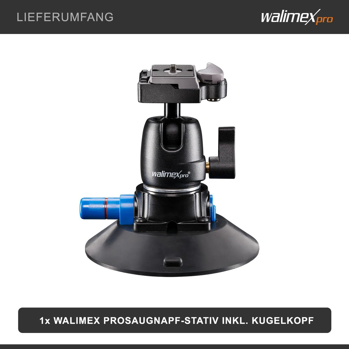 Walimex Pro Zuignap statief incl. kogelkop voor systeem- en DSLR-camera's