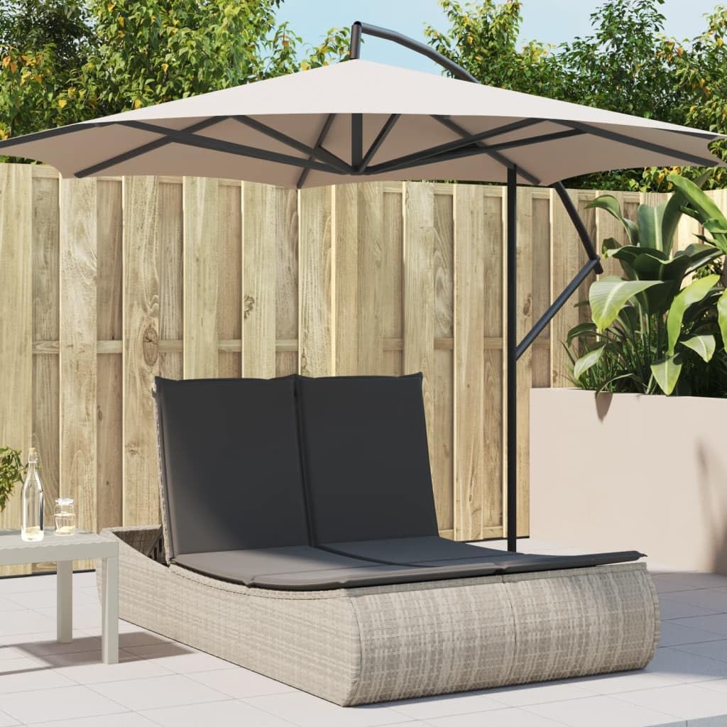 Outdoor Lounger with Padded Cushions and Adjustable Backrest, 3 Positions, Durable and Washable Synthetic Rattan, for Garden or Patio - QUORE