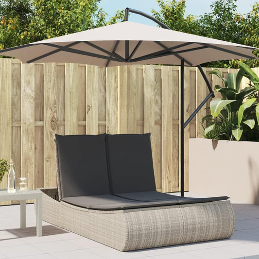 Outdoor Lounger with Padded Cushions and Adjustable Backrest, 3 Positions, Durable and Washable Synthetic Rattan, for Garden or Patio - QUORE