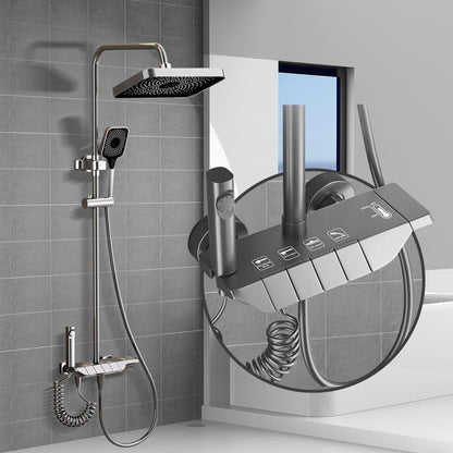 Douchesysteem Met Thermostaat – Regendouche – Douchekolom – Handdouche – Baduitloop – 31 x 20 cm Regendouche – Verstelbare Hoogte Tot 1,3 m