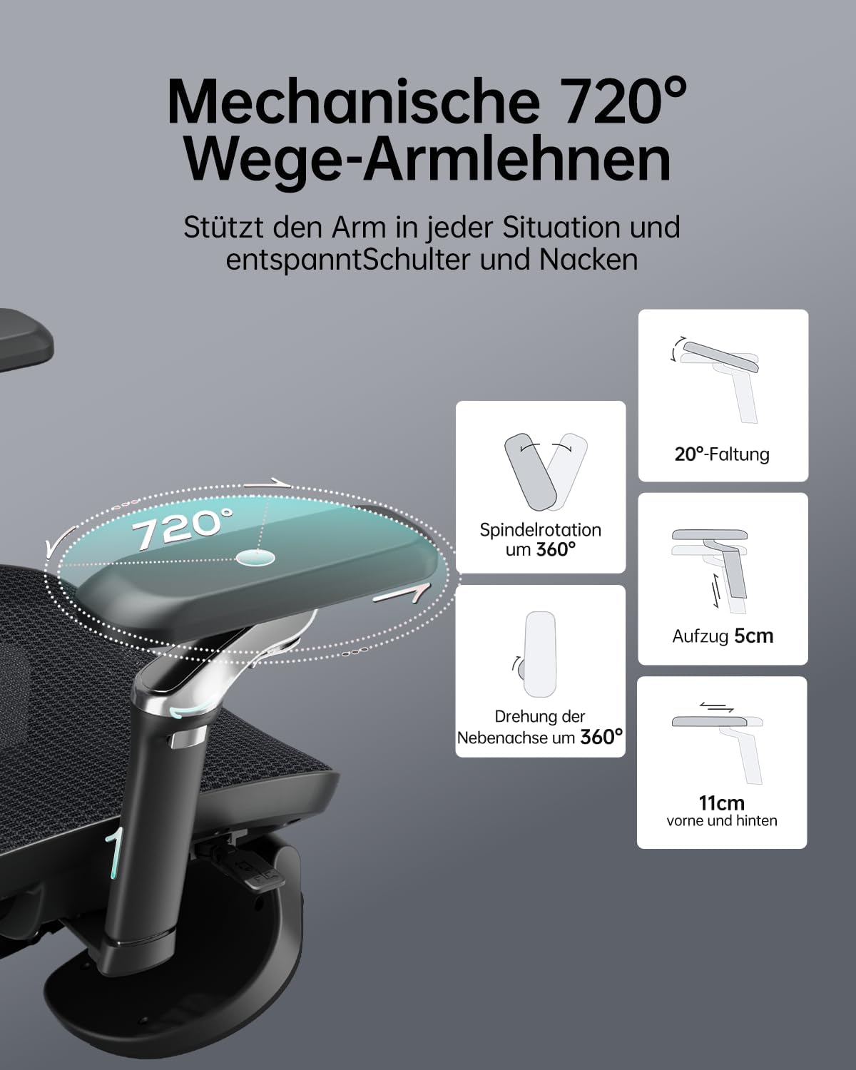 Hbada E3 Ultra Ergonomische Bureaustoel, Grote en Hoge Bureaustoel – met 3-Zones Dynamische Lendensteun, 360° Mechanische Armleuningen, 4D Verstelbare Hoofdsteun, Zwart