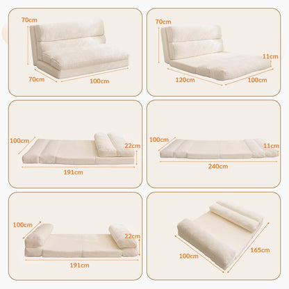 MAXYOYO Bean Bag Bed, Folding Sofa Bed, Floor Mattress for Adults, Extra Thick 6-Way Folding Floor Sofa, Floor Sofa for Bedroom and Living Room, Beige, 100 x 240 cm