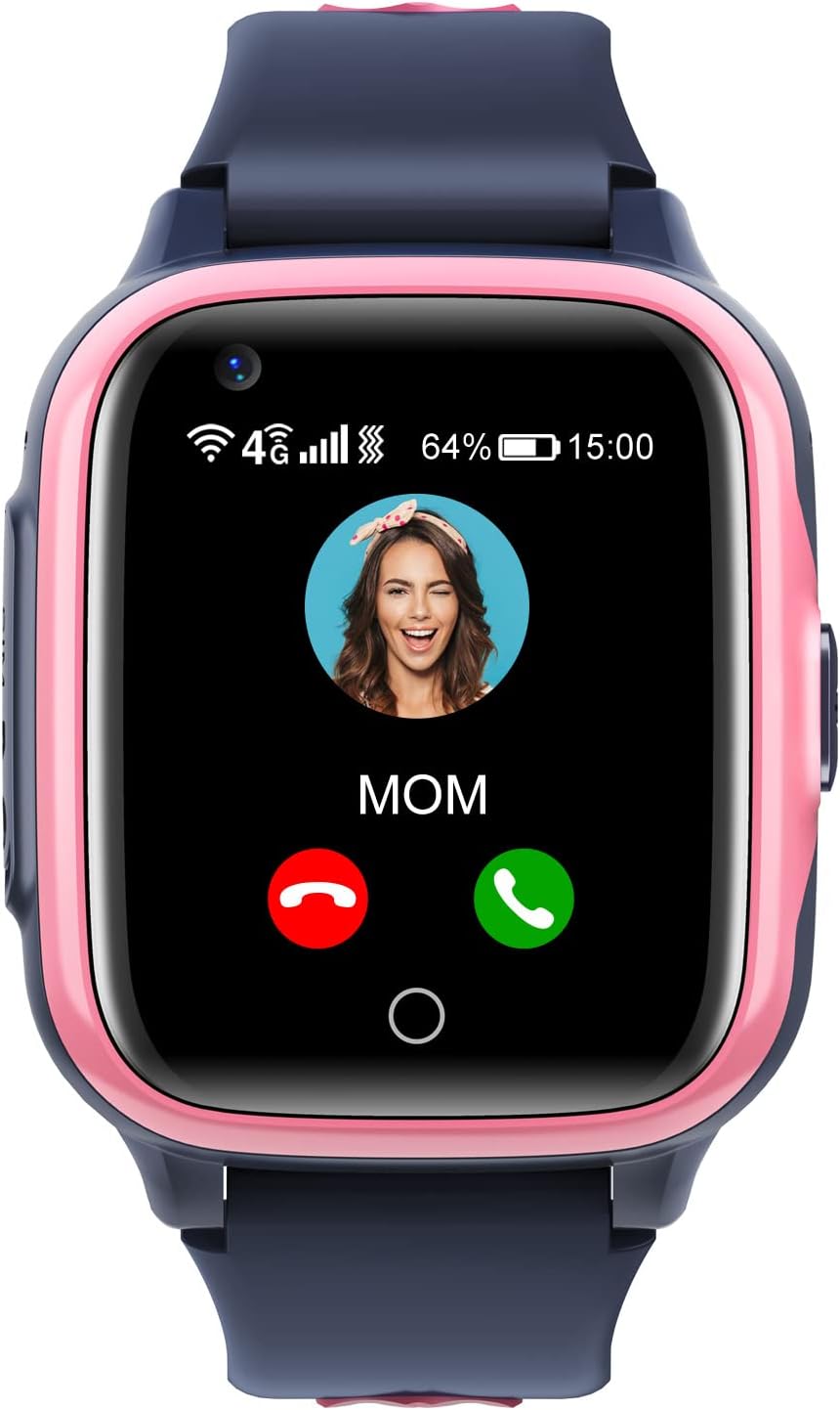 Smartwatch Kids GPS met 4G WiFi Video-oproep SOS-camera Waterdicht Bericht Wekker Stopwatch Klasse-modus Muziekspeler Trillingsmelding Cadeau voor Jongens Meisjes Compatibel met iPhone Android