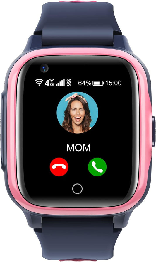 Smartwatch Kids GPS met 4G WiFi Video-oproep SOS-camera Waterdicht Bericht Wekker Stopwatch Klasse-modus Muziekspeler Trillingsmelding Cadeau voor Jongens Meisjes Compatibel met iPhone Android