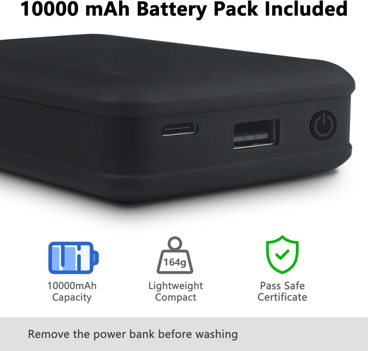 Verwarmd vest voor heren, elektrisch thermo-vest, met 10.000 mAh accu, 3 temperatuurniveaus, ideaal voor werk in de open lucht, wandelen, vissen, winter