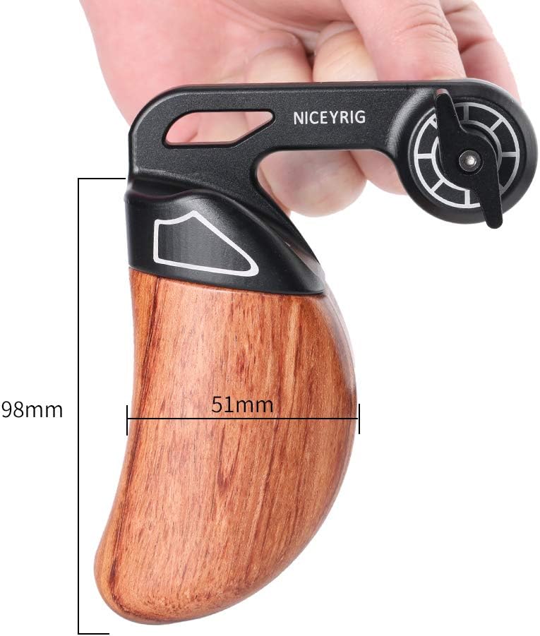 Linker Houten Handgreep voor Camera Cage – Camera Handvat – Zijhandgreep – Camera Grip – Rig Handvat – Duimgroef voor Extra Stabiliteit – Verstelbare Hoek