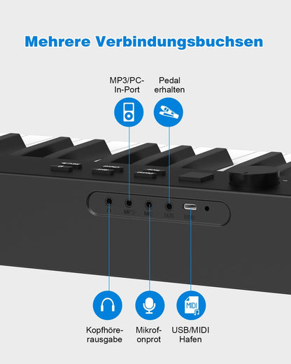 Opvouwbare Piano Met 88 Toetsen – Keyboard – Pianotoetsenbord – Digitale Piano – E-Piano – 180° Opvouwbaar – Bluetooth/MIDI