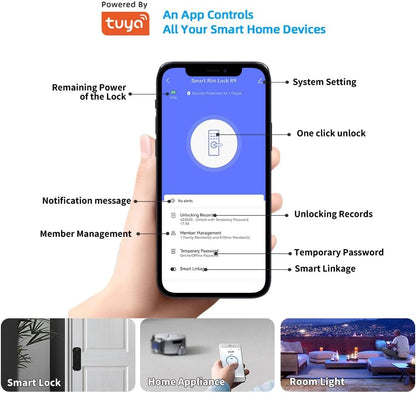 Slimme Deurslot – Elektronisch Slot – Vingerafdrukslot – Toegangscontrole – Digitale Deurslot – Dubbelzijdige Vingerafdruk – Tuya Smart App Bediening