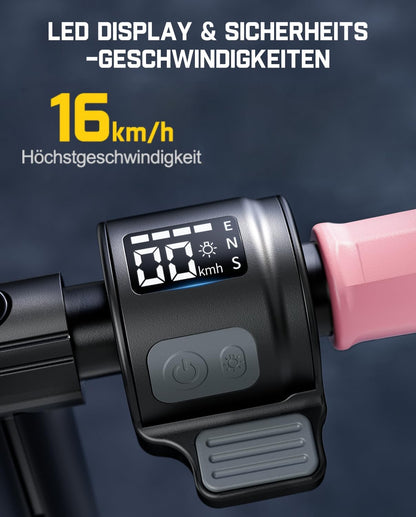 FanttikRide T9 Apex Elektrische step voor kinderen vanaf 13 jaar, kleurrijke led-verlichting met bluetooth-muziekluidspreker, 12/16/20 km/u digitaal display, in hoogte verstelbaar, opvouwbare