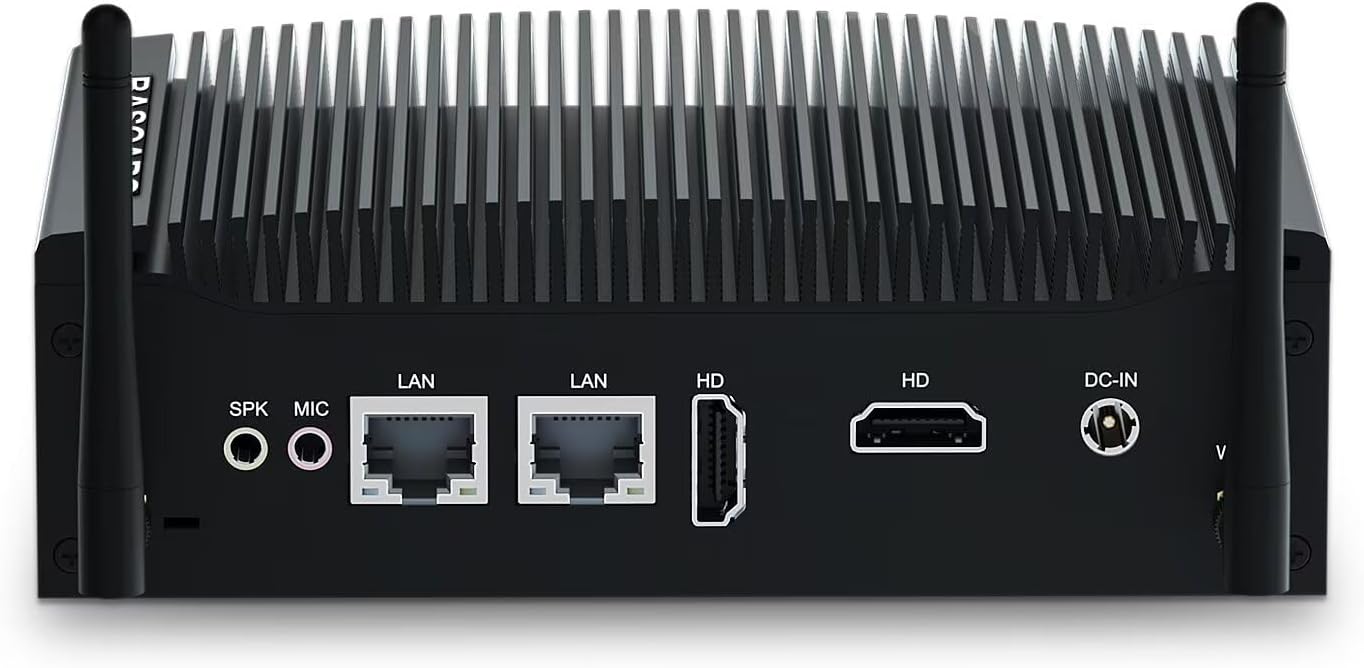 BASOARO Fanless Industriële Mini PC i5, Mini PC Win 11 Pro, 8GB RAM 128GB SSD Core i5 8350U Industriële Computer met RS232, RJ45 LAN, 2 HD schermen, USB 3.0, Dual Band WiFi, BT