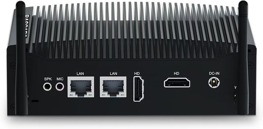 BASOARO Fanless Industriële Mini PC i5, Mini PC Win 11 Pro, 8GB RAM 128GB SSD Core i5 8350U Industriële Computer met RS232, RJ45 LAN, 2 HD schermen, USB 3.0, Dual Band WiFi, BT