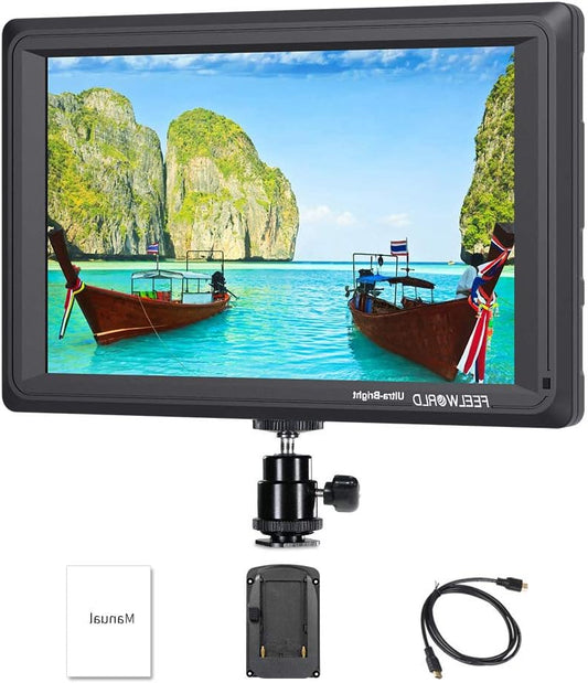 FEELWORLD FW279 7 Inch 2200Nits DSLR Camera Monitor 4K HDMI Video Monitor with 3D LUTs,1920X1200 IPS,Peak Focus DSLR Video Assist,HDR Waveform,Rec.709 Color Gamut,4K HDMI Loop-Out - QUORE