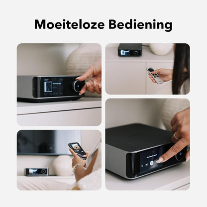 WiiM Amp Ultra met Voice Remote 2 | 100W streamingversterker met ESS ES9039Q2M DAC & Dual TI TPA3255 versterkers | Ingebouwde RoomFit EQ & Touchscreen | HDMI ARC, Optische & RCA-ingangen | Space Grijs
