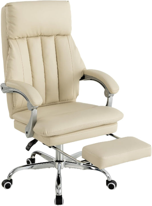 Relaxstoel – Fauteuil – Bureaustoel – Loungestoel – Ligstoel – Ergonomisch Ontwerp – PU Leer Met Voetensteun
