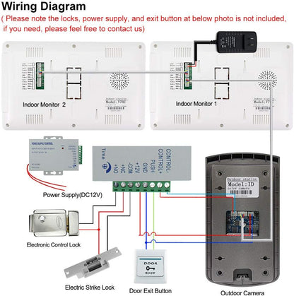 2 Monitor Home Intercom Video Deurtelefoon RFID Camera Toegangscontrole Systeem 7 '' TFT Kleurenschermen Ondersteuning EM Unlocking + 10st ID Blauwe Keyfob