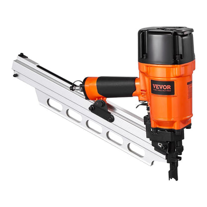 VEVOR Table nail, compressed air nail machine for round head frame, complete from 50 to 90 mm, 21 degrees, double relaxation mode and depth adjustment without tools